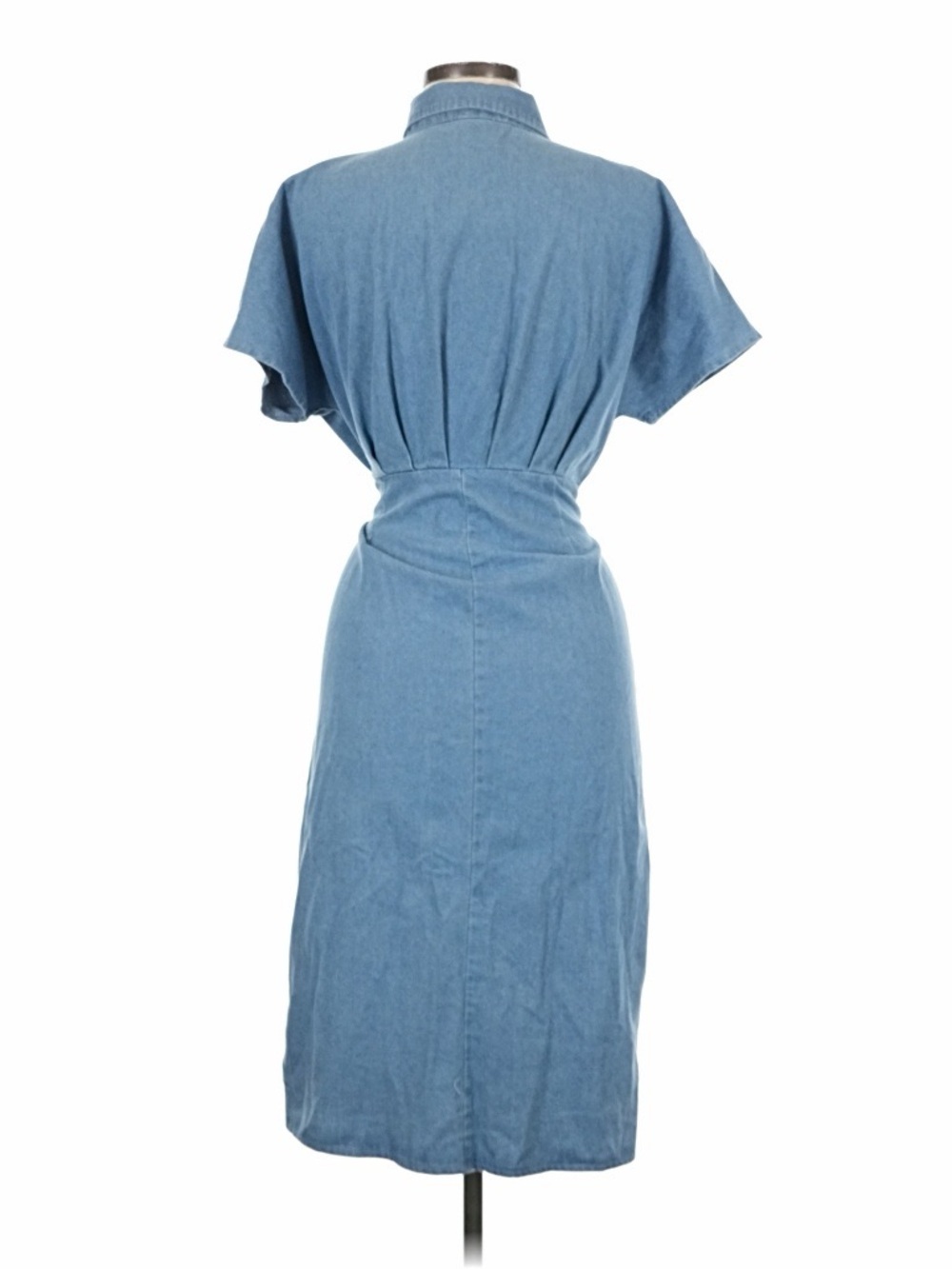 Light Blue Denim Button-Front Tie-Waist Shirt Dress - Picture 2 of 6